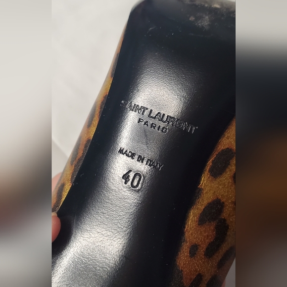 YSL YVE SAUNTLAURENT Paris- size 40 /10 -leather pumps Leopard print shoes/heels - Picture 8 of 9